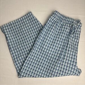 Vintage Bobby Brooks Blue Plaid Lightweight Cotton Loose Lounge Pants 16 18
